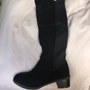 Black suede knee high boots